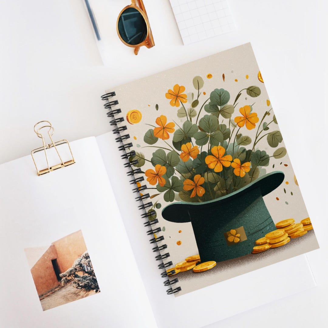 Clover Top Hat Spiral Notebook - Perfect for Note-taking, Journaling ...