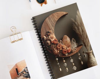 Cahier à spirale Boho Spooky Decor - Ligne ligné, journal esthétique, cadeau pour écrivains, papeterie, décoration de bureau à domicile, cahier d'art unique