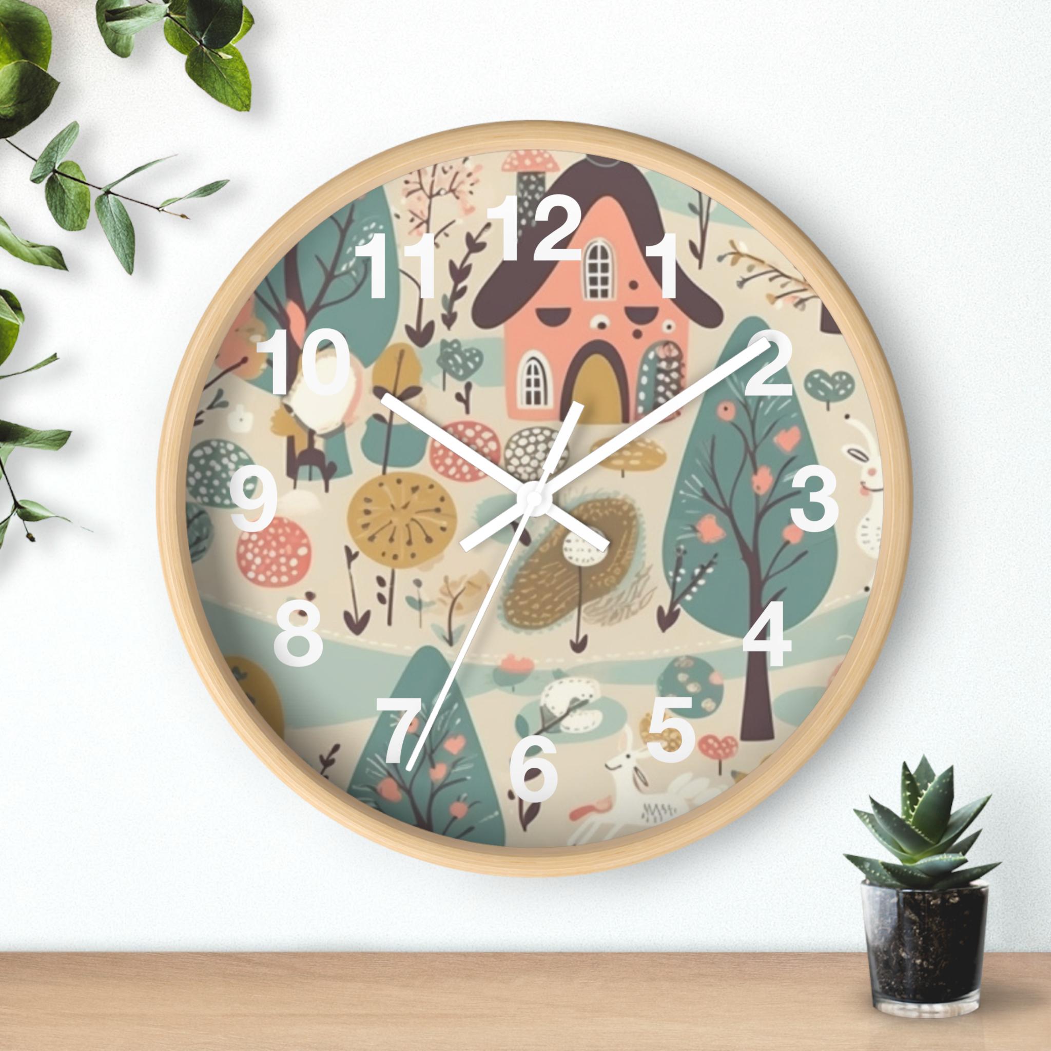Nature Life Pattern Wall Clock | Botanical Wildlife Design