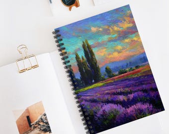 Lavender Dusk Spiral Notebook - Nature Lover's Journal, Aesthetic Gift, Stationery, Travel Diary, Gifts for Her, Daily Essential