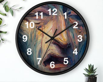 Weeping Face Wall Clock | Colorful Painted Portrait Clock, Kitchen Wall Clock, Household Must Have, Christmas Gift Idea, Unique Timepiece