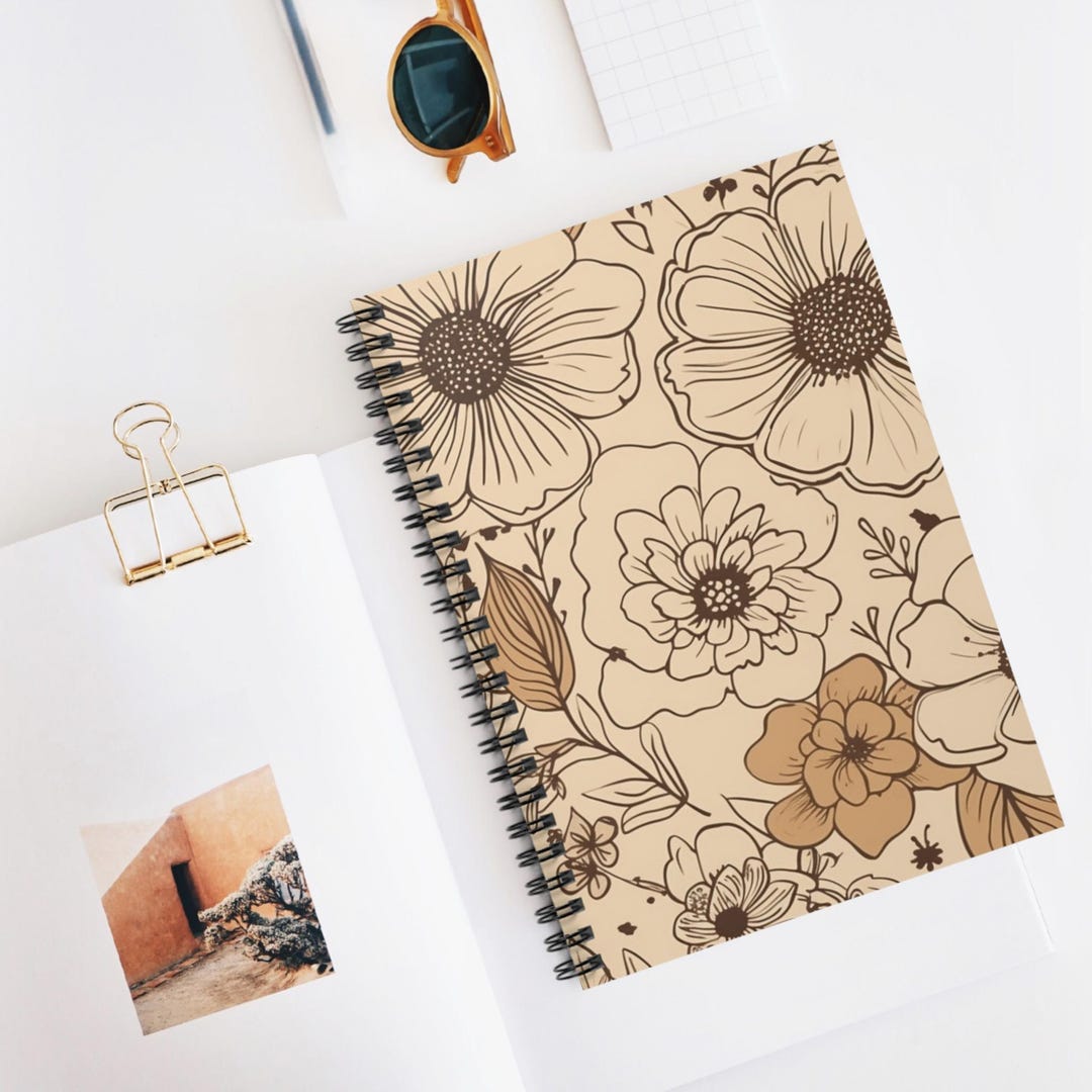 Minimal Ink Bloom Spiral Notebook - Ruled Line Journal, Artistic ...