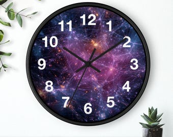 Relógio de Parede Dimensional Fractal Web | Espaço, Estrelas e Cósmico, Relógio de Parede para Cozinha, Item Essencial para a Casa, Ideia de Presente de Natal, Relógio Exclusivo