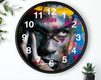 Reloj de pared con líneas de ángel / Reloj con esfera de arte pop, pieza de arte para sala de estar, artículo esencial para el hogar, idea de regalo de Navidad, obra de arte divertida