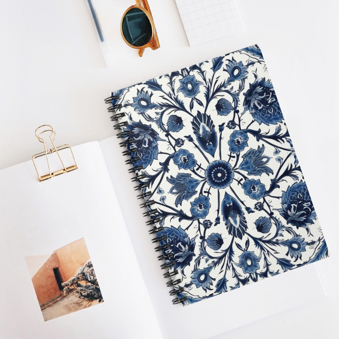 Iznik Floral Tile Notebook | Spiral Ruled Journal, Artistic Sketchbook ...