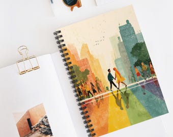Rainbow Crosswalk Love Spiral Notebook for Creativity, Art Journal, Gift for Students, Writing, Inspirational Notebook, School Essential
