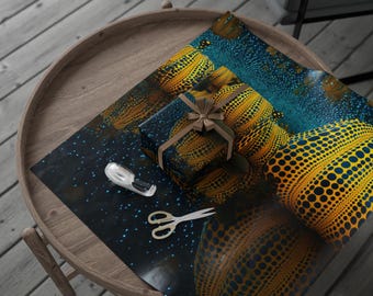 Papel de regalo con calabazas en el aire, papel de regalo único, decoración navideña, papel de regalo ecológico, papel para ocasiones especiales, diseño de calabaza vibrante