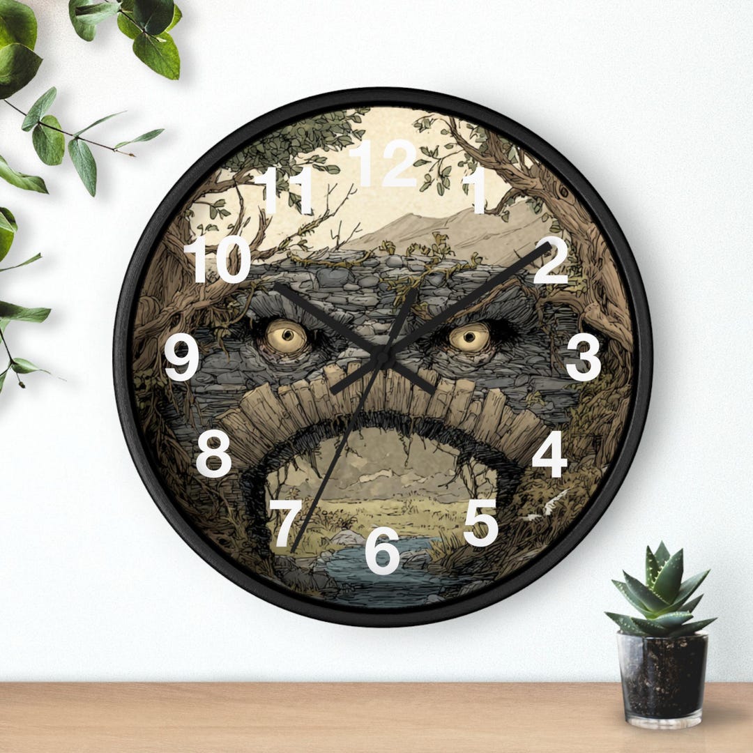 Troll Bridge Eyes Clock | Fantasy Landscape, Eyes in Arch, Kitchen Wall ...