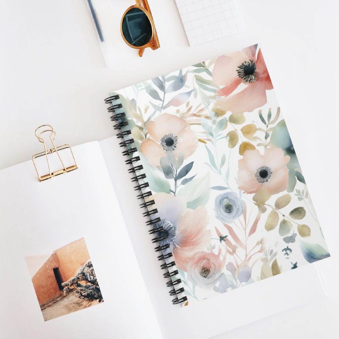 Pastel Bloom Drift Spiral Notebook | Ruled Journal, Artistic Sketchbook ...