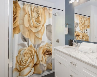 Gilded Rose Blush Shower Curtain | Vintage Botanical Bathroom Essential, Gift for Couples, Home Accessories, Christmas Gift Idea