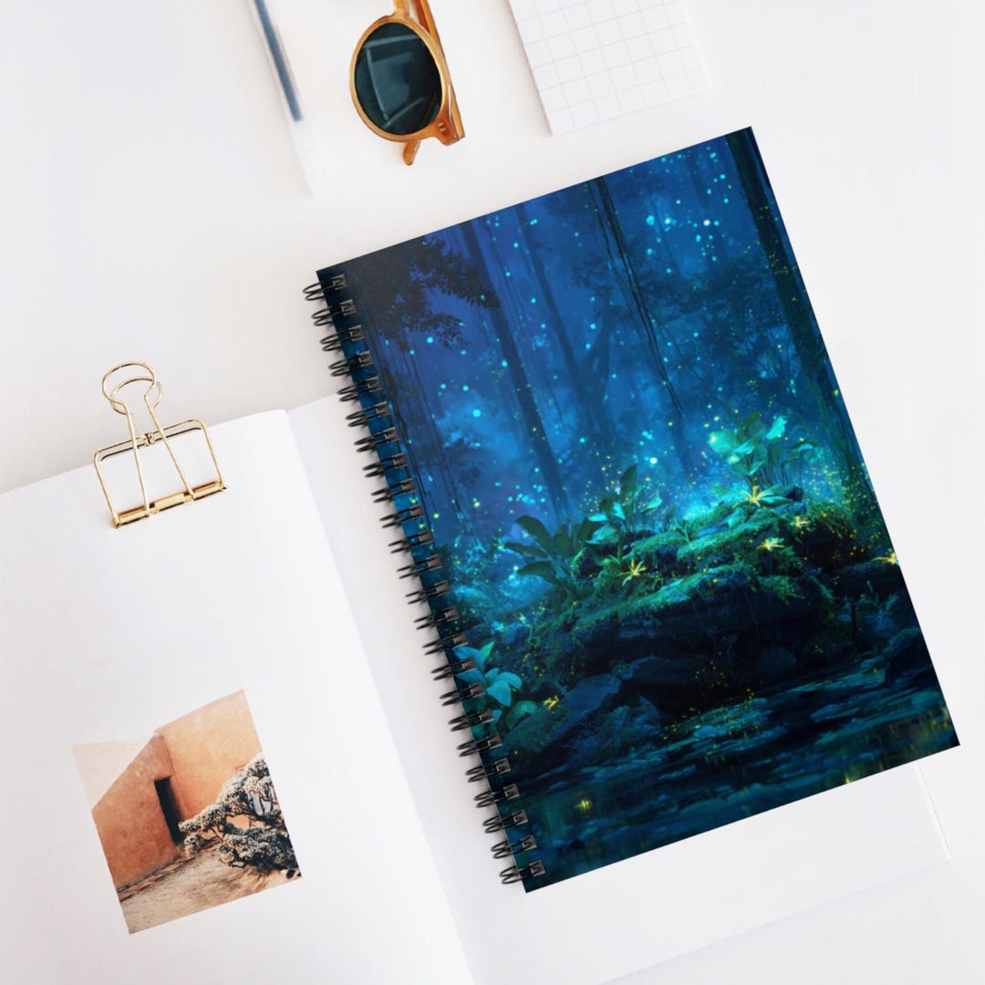 Glowing Jungle Night Spiral Notebook - Ruled Line Journal, Artistic ...