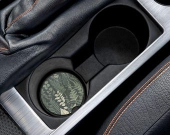 Fern Moos Wald Auto Untersetzer | Runder Speckstein-Getränkehalter, Geschenk für neue Fahrer, Auto-Dekor, Autopflege-Grundlagen, Weihnachtsgeschenkidee