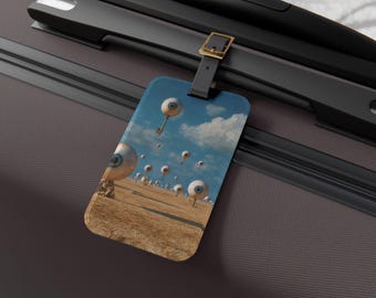 Ogen over aarde bagagelabel | Surrealistisch reisaccessoire, uniek bagagelabel, cadeau voor reizigers, leuke vakantiebenodigdheden, kerstcadeau-idee