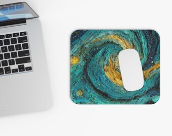 Swirling Galaxy Lights Mouse Pad | Stylish Night Sky, Office Desk Accessories, Christmas Gift Idea, Desk Decor, Office Essential