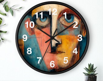 Reloj de pared con retrato surrealista, reloj de arte moderno, reloj de pared para cocina, un artículo imprescindible para el hogar, idea de regalo de Navidad.