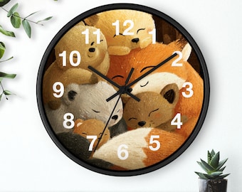 Orologio da parete con coccole di animali / Decorazione per cameretta a forma di animale, opera d'arte per il soggiorno, orologio da parete per la cucina, indispensabile per la casa, idea regalo