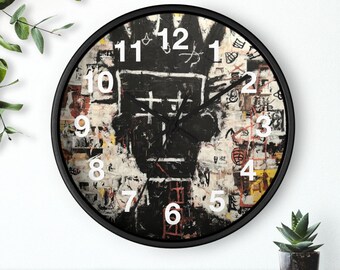 Reloj de pared con figura de rey del grafiti / Reloj de collage de arte callejero, reloj de pared para cocina, un artículo imprescindible para el hogar, idea de regalo de Navidad
