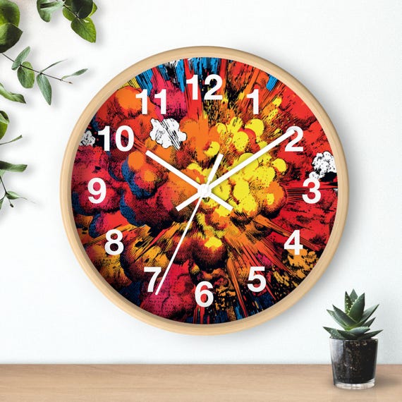 Comic Book Burst Wall Clock | Abstract Pop Art Burst Clock, Room
