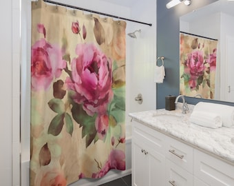 Antique Rose Wash Shower Curtain | Floral Bathroom Decor, Gift for Couples, Home Accessories, Cozy Vibes, Christmas Gift Idea