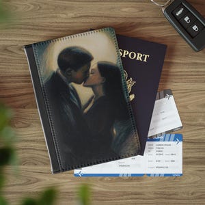Custodia per passaporto Moonlit Kiss, accessorio da viaggio, regalo per coppie, ricordo della luna di miele, regalo di viaggio unico, essenziale da viaggio, indispensabile