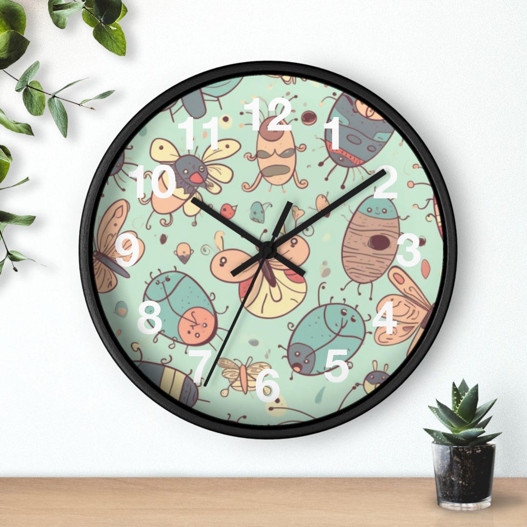 Stick Insect Clock Kawaii Bug Friends Wall Clock | Cute Insect Nursery Decor, Kitchen Wall ...
