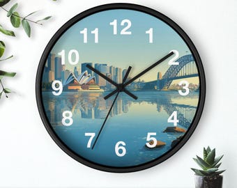 Sydney Morning Clarity Wall Clock, Living Room Art Piece, Kitchen Wall Clock, Household Must Have, Christmas Gift Idea, Unique Timepiece