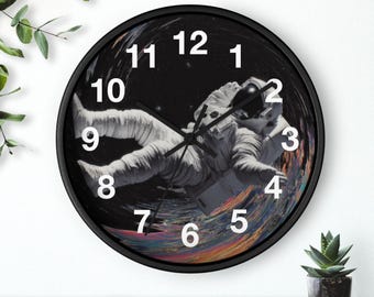 Relógio de Parede com Buraco Negro à Deriva | Galáxia Espacial, Relógio de Parede para Cozinha, Item Essencial para a Casa, Ideia de Presente de Natal, Relógio Exclusivo