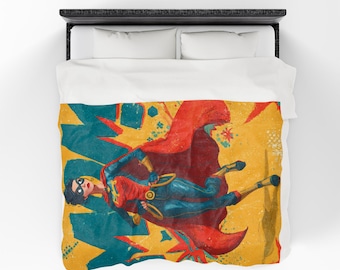 Superhero Mom Comic Plush Blanket | Cozy Throw for Kids, Ideal Gift for Birthdays, Superhero Parties, and Movie Nights, Throw Blanket