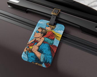 Superheld Papa Flug Gepäckanhänger, Reise-Accessoire für Abenteurer, Eltern-Kind-Bindung, tolles Geschenk für Urlaub, Vatertag, Schulanfang