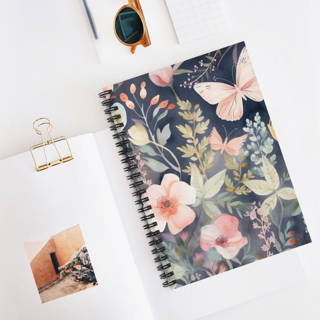 Whimsy Notebook Deco Whimsical Wings & Blooms Spiral Notebook | Ruled Journal, Artistic ...