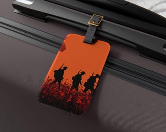 Soldiers in Poppies Luggage Tag - Military Tribute Baggage Identifier, Travel Accessories, Unique Gift, Veterans Day, Army Soldier