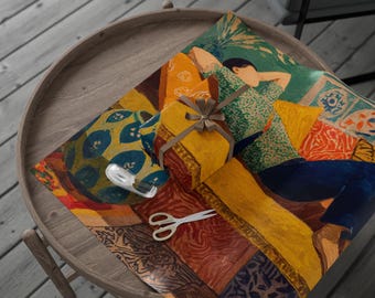 Papel de regalo con silueta reclinada para regalos únicos, papel de regalo ecológico, papel de regalo de inspiración vintage, papel de regalo para festividades y celebraciones.