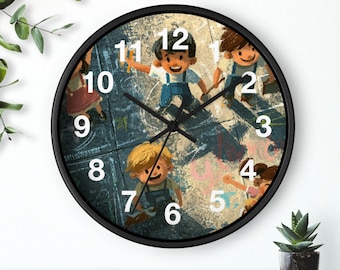 Chalkside Sign Drawing Wall Clock | Children Room Decor, Living Room Art Piece, Kitchen Wall Clock, Household Must Have, Gift Idea