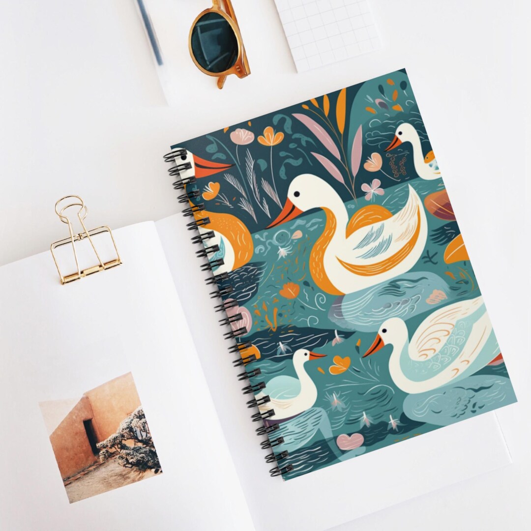 Cheerful Lake Birds Spiral Notebook | Ruled Line Journal, Artistic ...