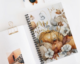 Watercolor Autumn Pumpkins Spiral Notebook - Perfect for Journaling, Note-taking, Fall Decor, Gift for Students and Writers, Pumpkin Lovers