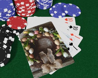 Conjunto de cartas de pôquer com guirlanda de tulipas rústicas, design floral, acessórios para noite de jogos, presente para amantes de pôquer, decoração para casa, artigos para festas