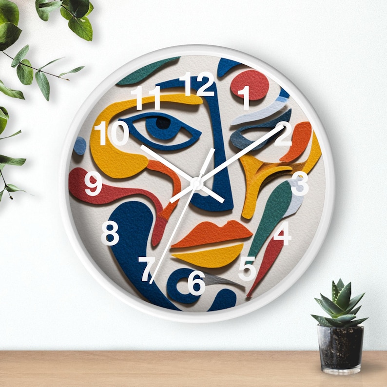 Cut-out Face Wall Clock | Modern Cubist Art Clock, Kitchen Wall Clock ...