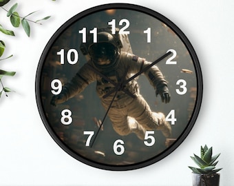 Relógio de parede Zero-G Library | Relógio espacial de astronauta, relógio de parede para cozinha, item essencial para a casa, ideia de presente de Natal, relógio exclusivo