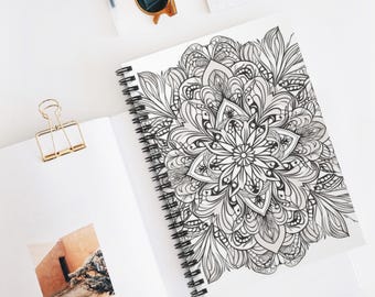 Floral Mandala Bloom Spiral Notebook | Ruled Journal, Artistic Sketchbook, Gift for Writers, Note-taking, School Supplies, Creative Writing
