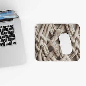 Macrame Texture Threads Mouse Pad, Art Desk Mat, Office Desk Accessories, Christmas Gift Idea, Home Desk Decor, Office Essential
