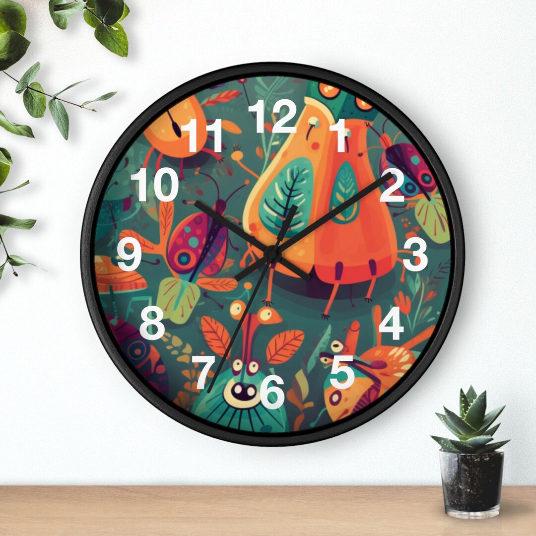 Stick Insect Clock Garden Bug Joy Wall Clock | Colorful Insect Nursery Decor, Kitchen Wall ...