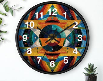 Reloj de pared de ritmo cósmico, arte de mediados de siglo, reloj de pared para cocina, accesorio imprescindible para el hogar, idea de regalo de Navidad, reloj único.