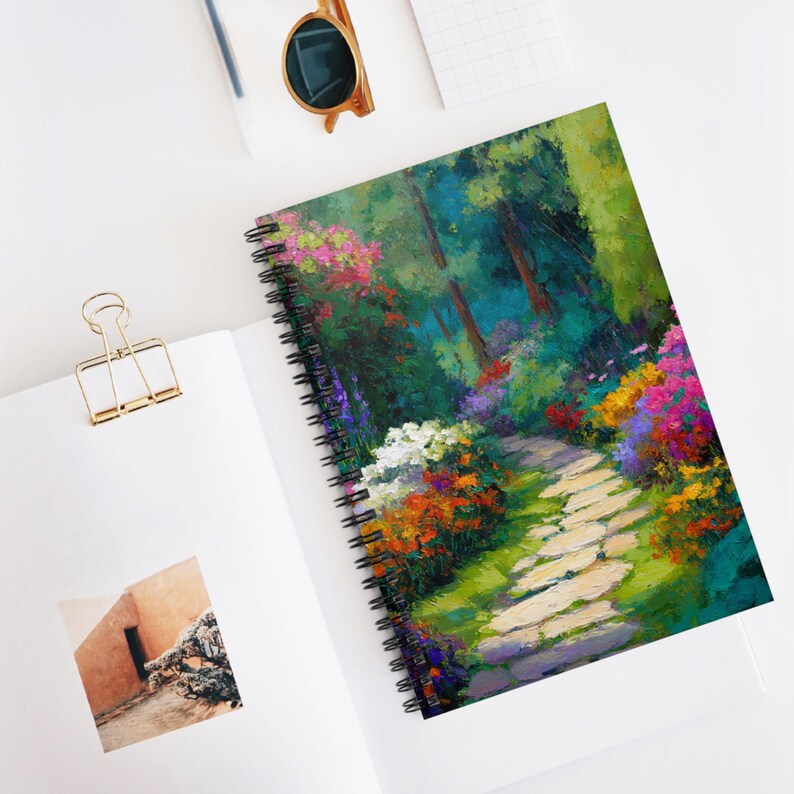 Garden Path Glow Spiral Notebook - Ruled Line, Floral Journal, Nature ...