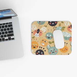 Bug Garden Cuties Mouse Pad, Art Desk Mat, Office Desk Accessories, Christmas Gift Idea, Home Desk Decor, Office Essential