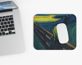 Scream on Bridge Mouse Pad | Expressionist Art Desk Mat, Office Desk Accessories, Christmas Gift Idea, Desk Decor, Office Essential