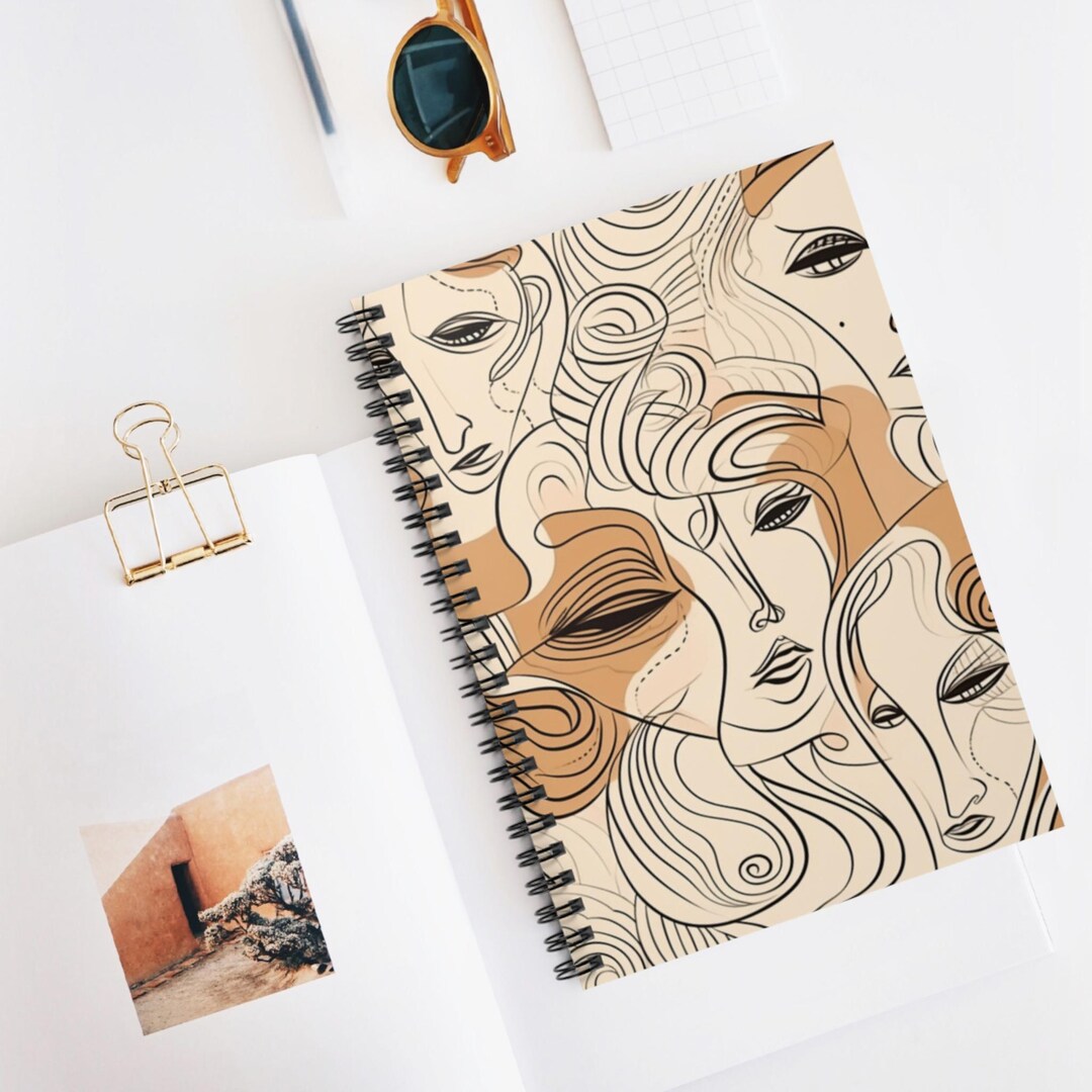 Desert Line Faces Spiral Notebook | Artistic Art Ruled Journal ...