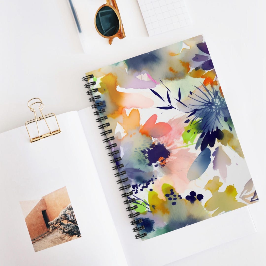 Loose Petal Flow Spiral Ruled Journal | Floral Pattern Notebook ...