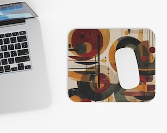 Earthy Floating Forms Mouse Pad | Retro Circles Desk Mat, Office Desk Accessories, Christmas Gift Idea, Desk Decor, Office Essential
