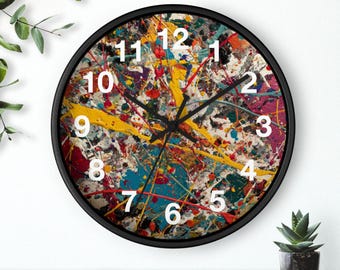 Reloj de pared con telaraña de pintura enredada / Reloj de arte moderno colorido, reloj de pared para cocina, un artículo imprescindible para el hogar, idea de regalo de Navidad, reloj único