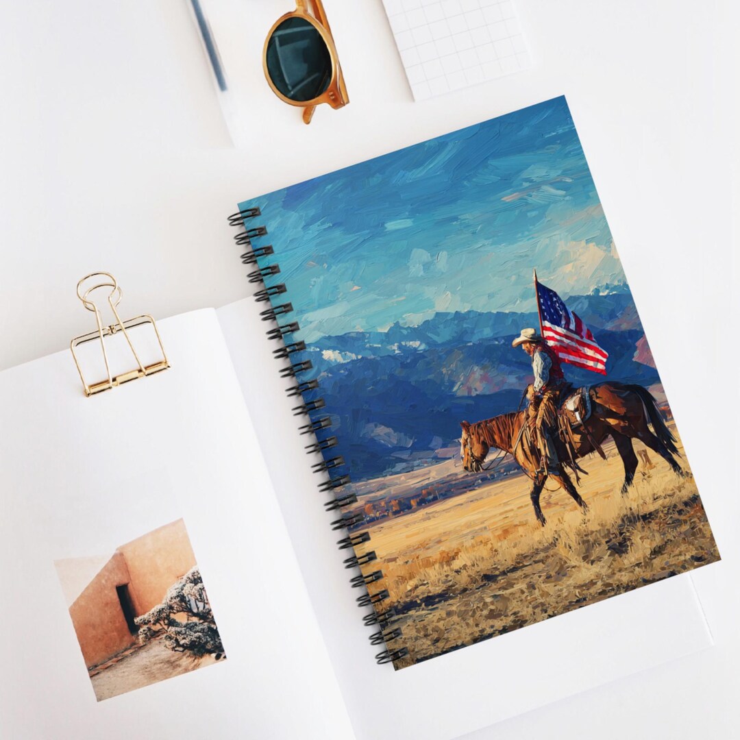 Cowboy Flag Rider Spiral Notebook - Ruled Line, Cowboy Journal ...